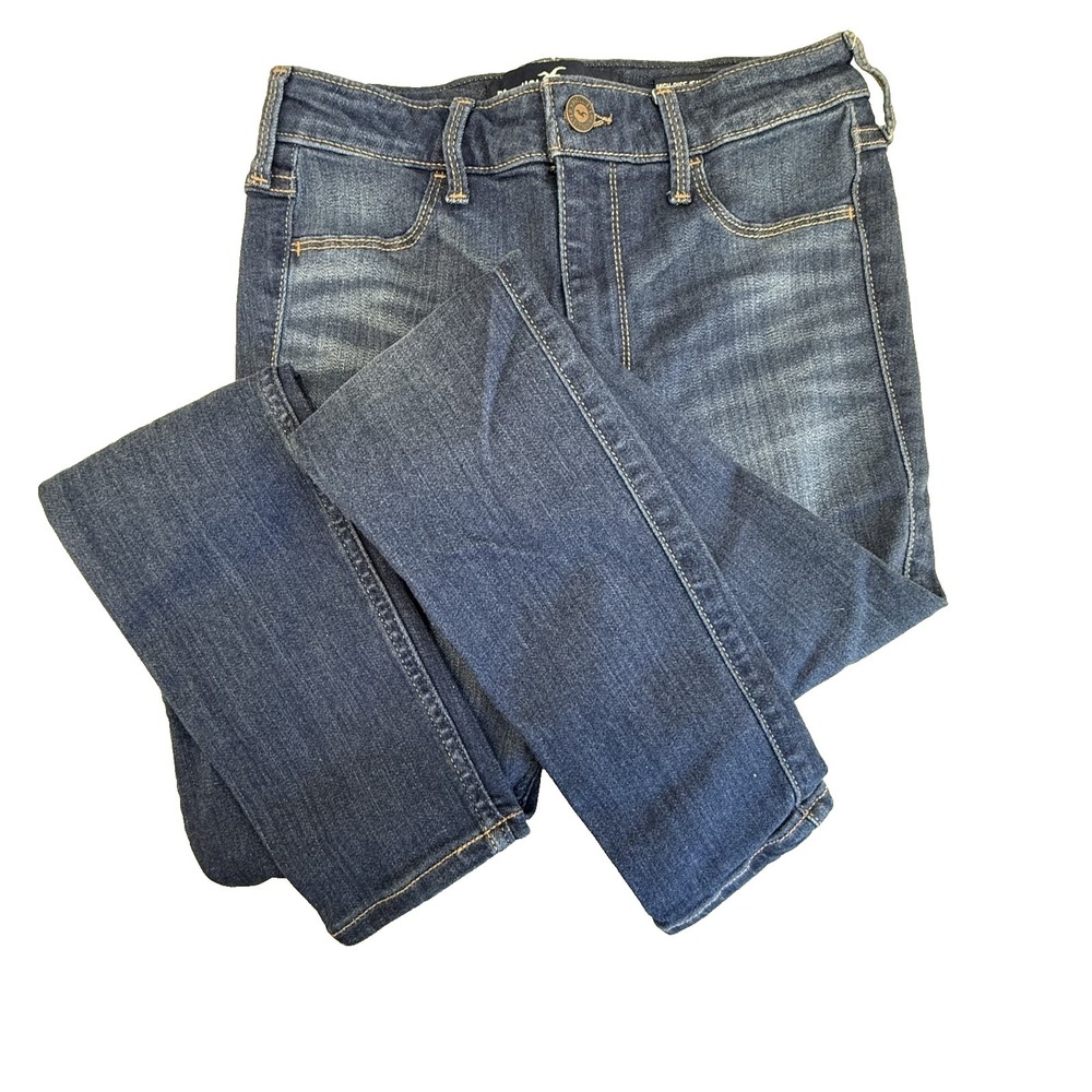 Hollister High Rise Jean Leggings 5R W27 L28 Distressed Ripped Dark Wash Stretch